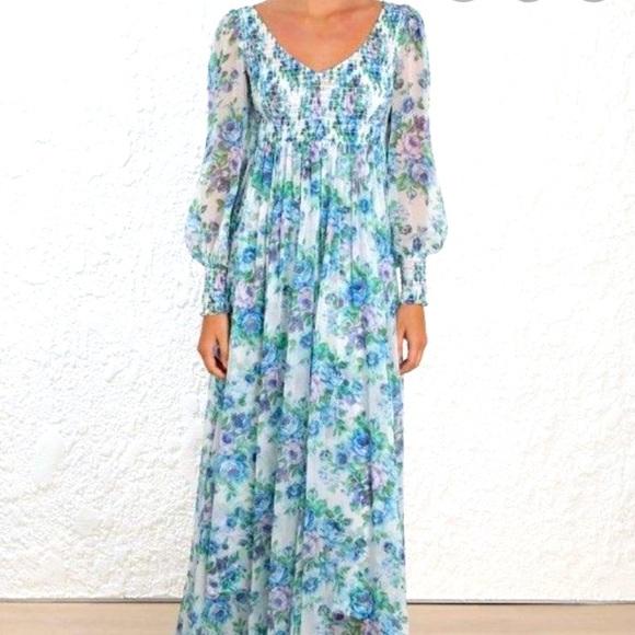 ZIMMERMANN White Wave Shirred Dress AU size 1 US size 6